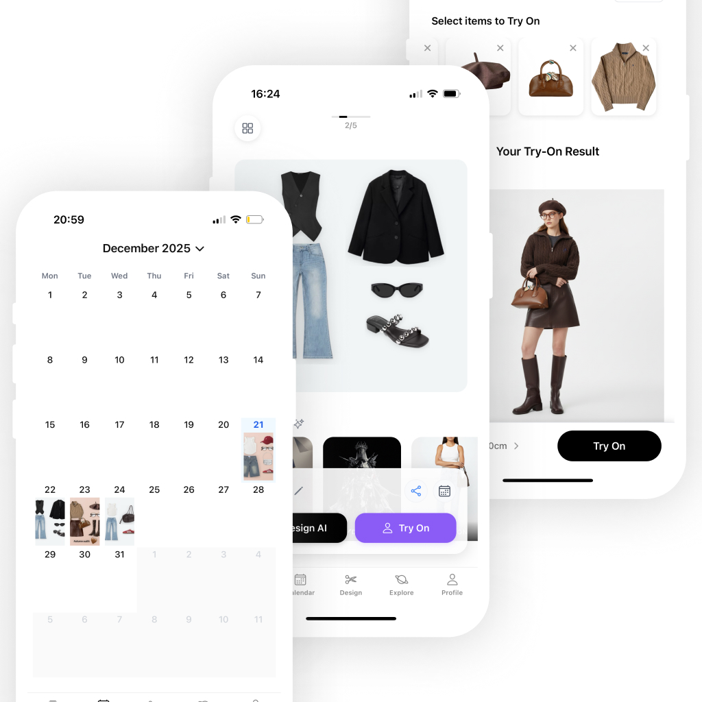 AI Fashion digital closet interface